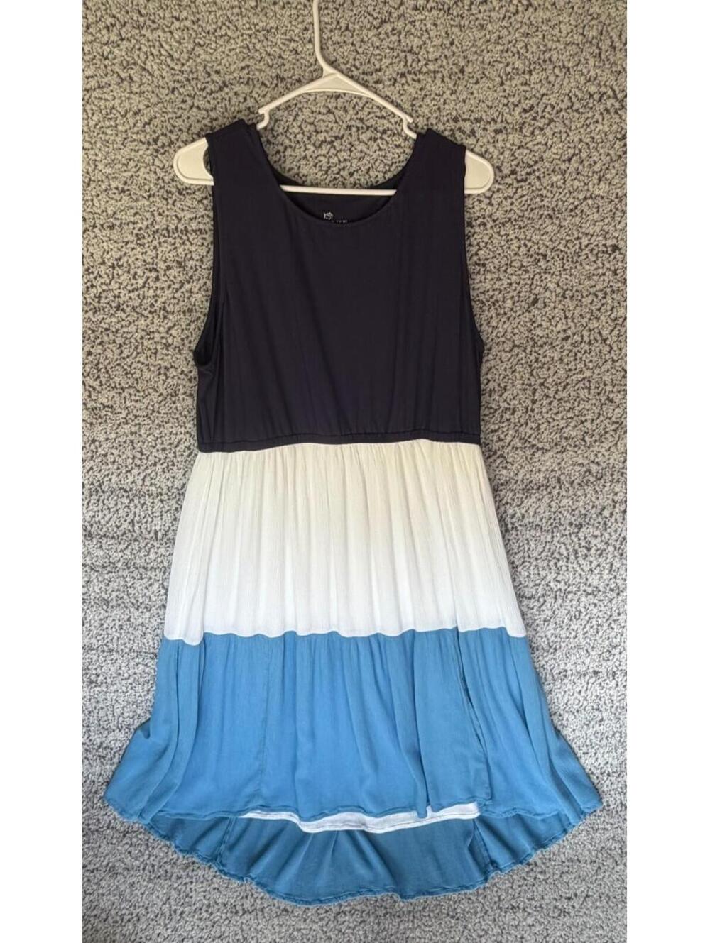 Southern Tide Sailer Dress XL Navy White Blue Colorblock Sleeveless Hi Low